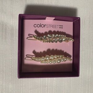 Color Street Crystal and Pearl Hair Clips